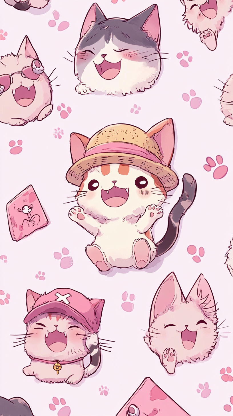 Stickers with cat and Chopper from One Piece.