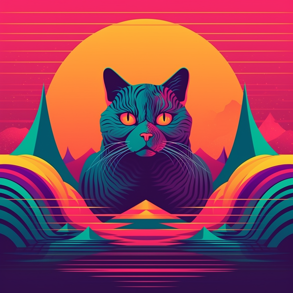 Strange cat in sacred geometric album cover art.