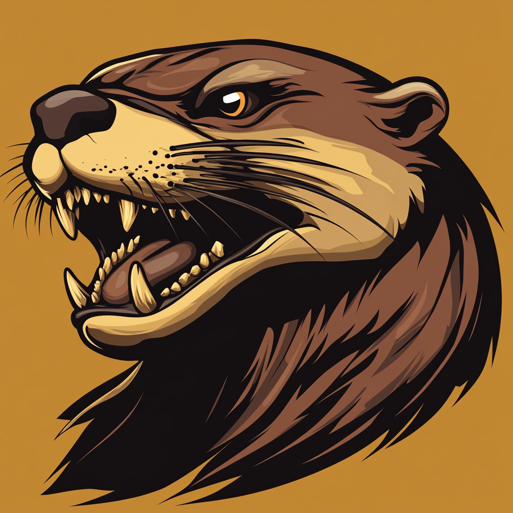 Strong, fierce Amazonian otter sports mascot in vector art.