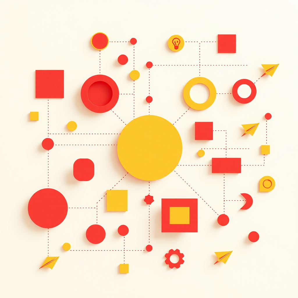 Structured Red and Yellow Geometric Diagram