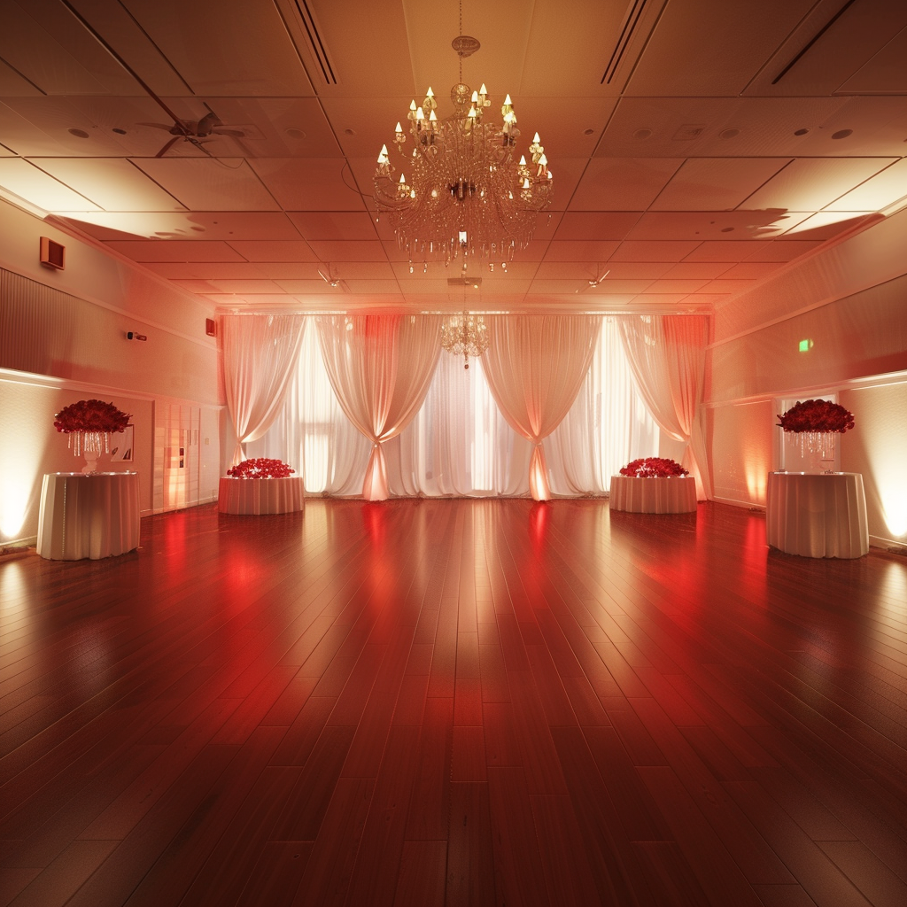 Stunning, elegant dance party with red-white color scheme.