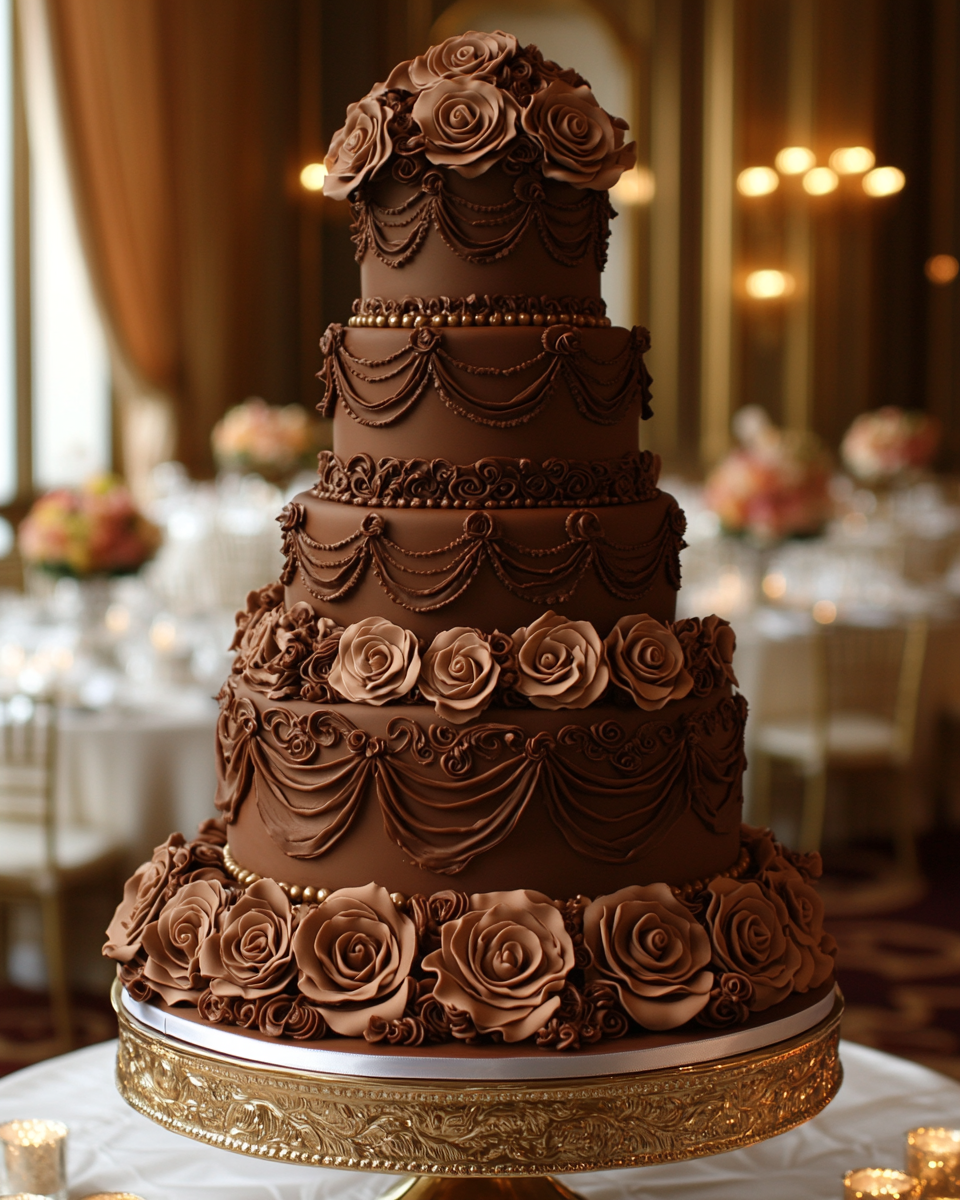 Stunning Victorian Wedding Cake on Gold Stand