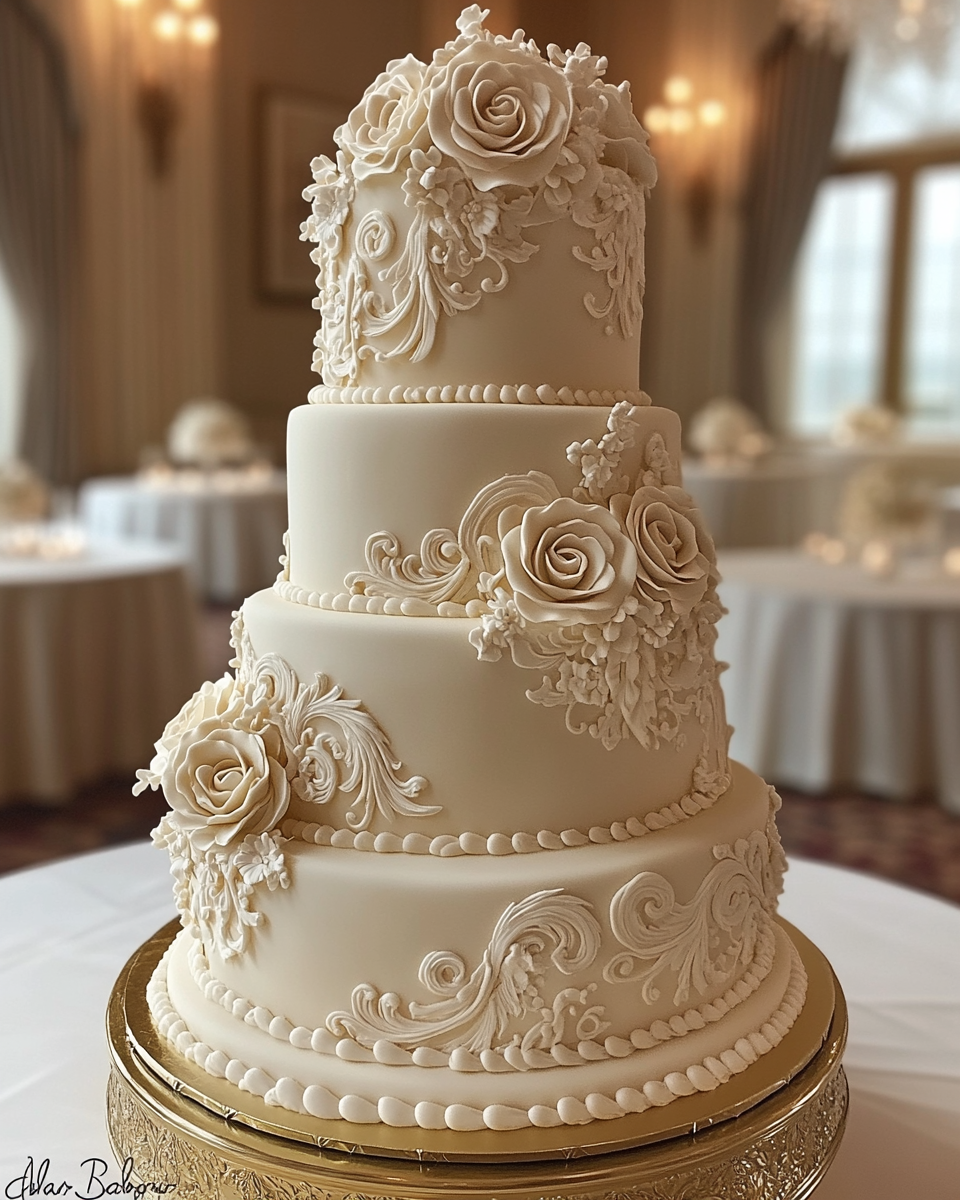 Stunning Wedding Cake with Victorian Design