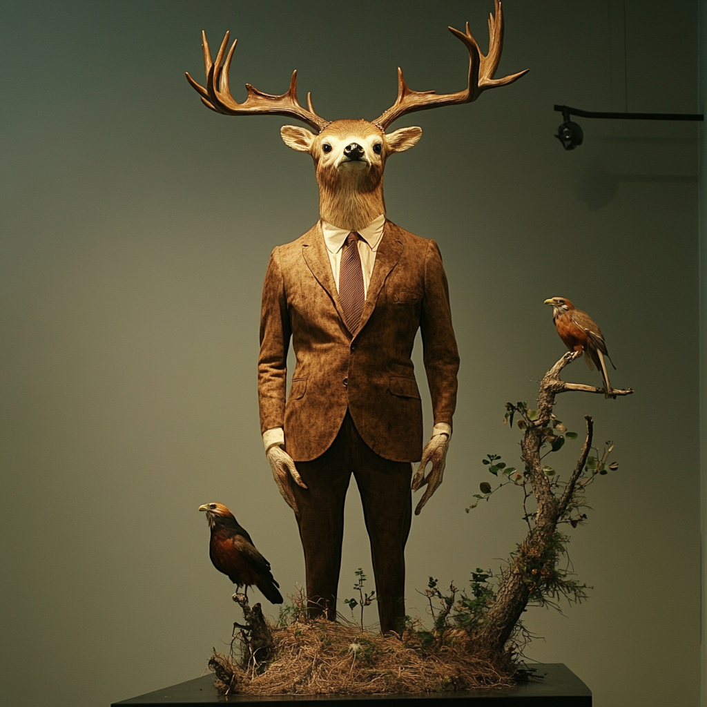 Human-animal taxidermy hybrids.