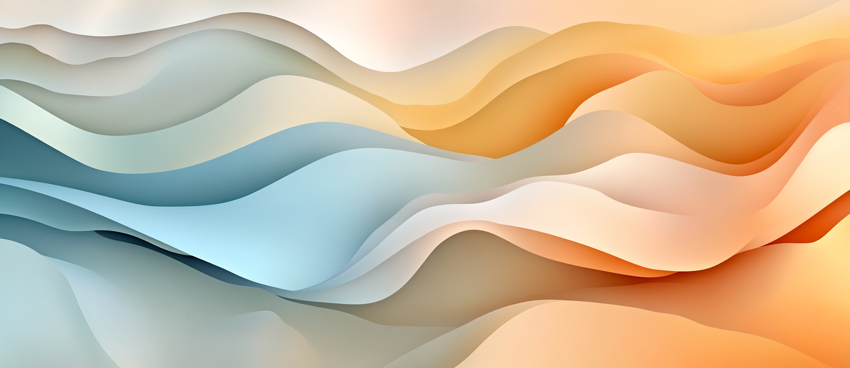 Stylized laptop forms with flowing lines and soft colors.