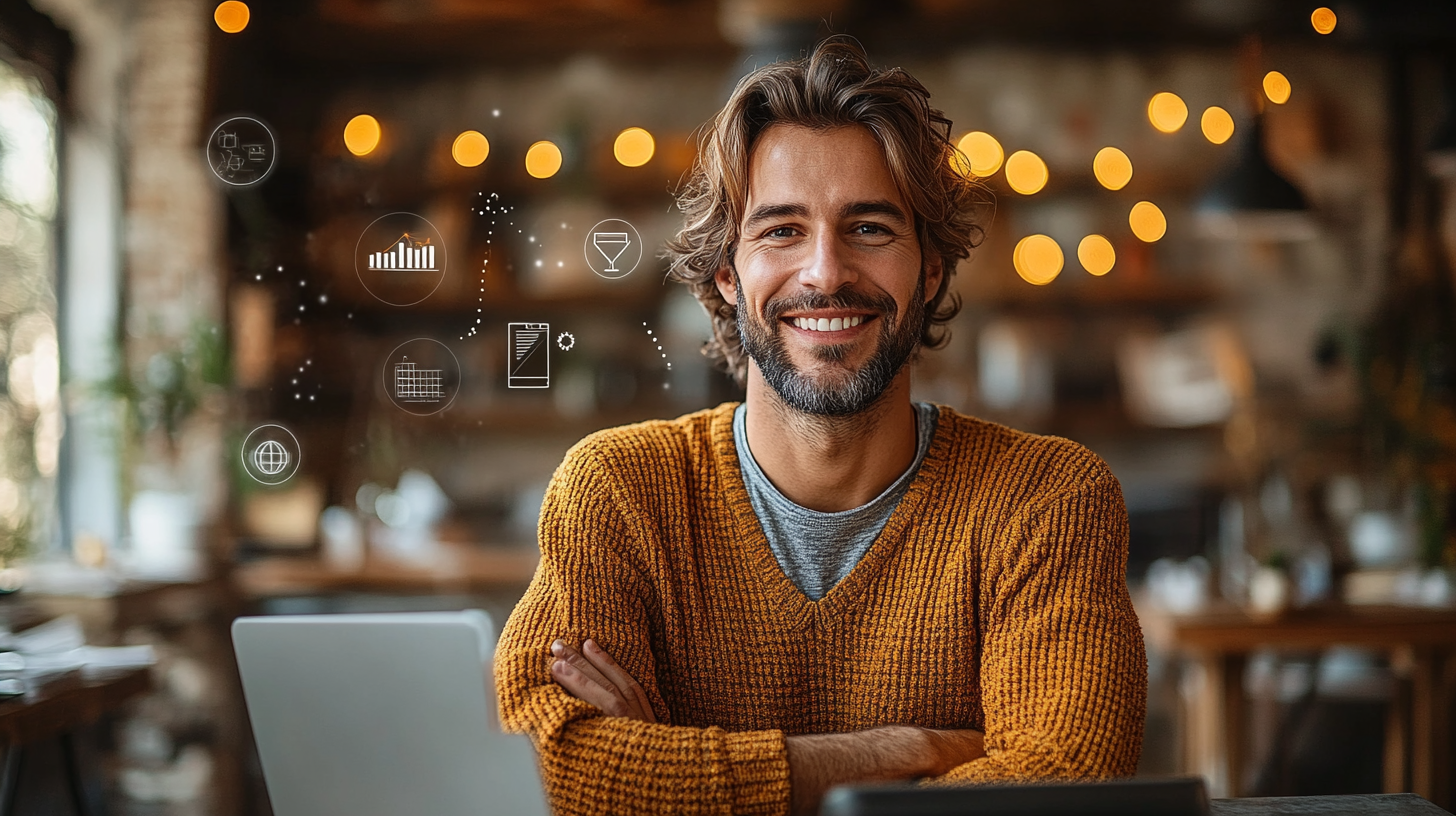 Successful Business Owner at Modern Office Desk