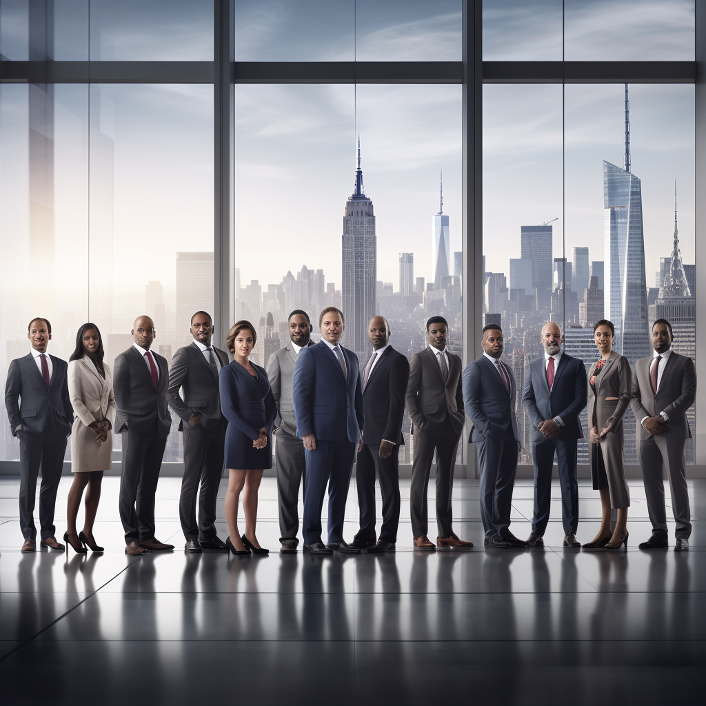 Successful New York City business professionals in unity.