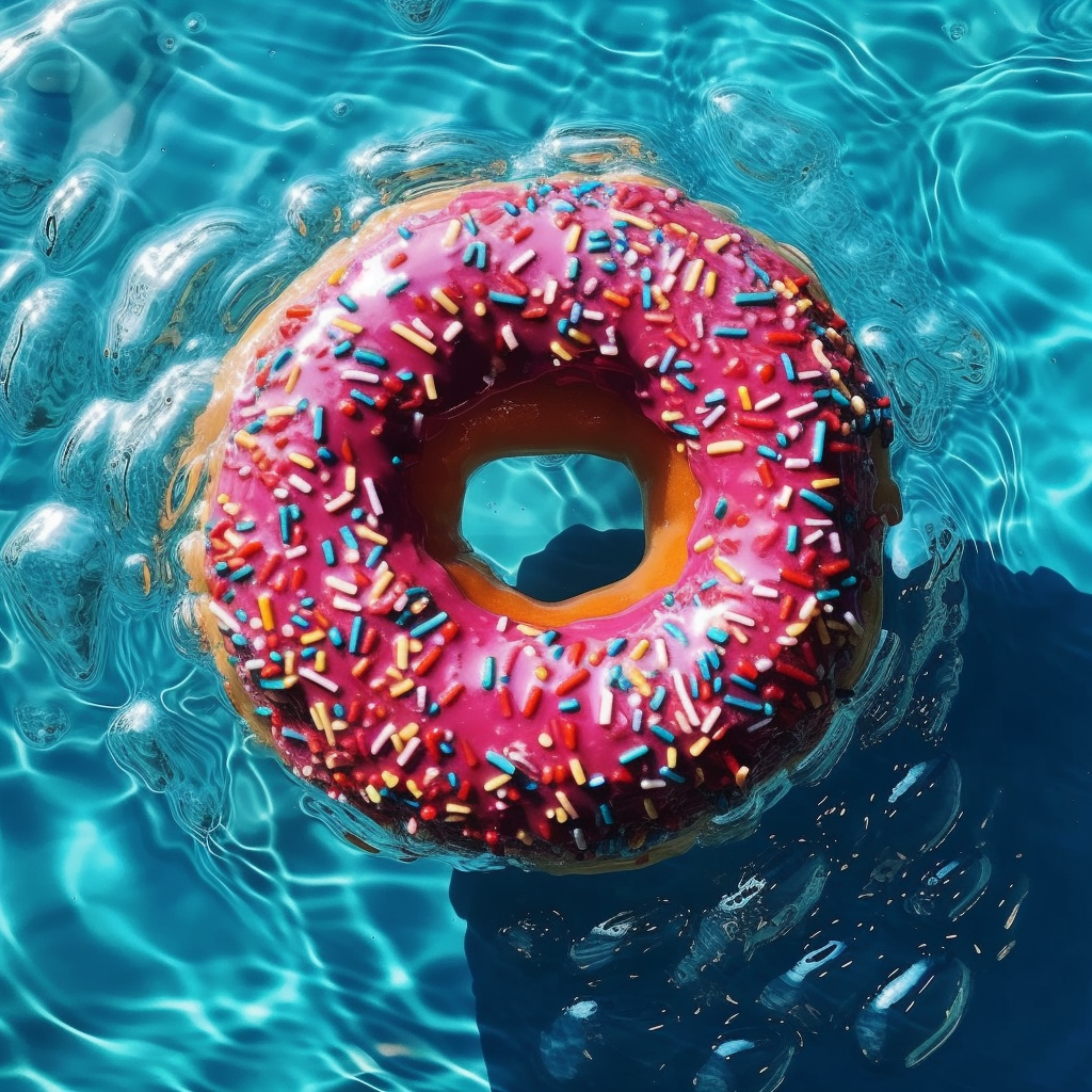 Summery Poolside Donut Floats in Bright Water