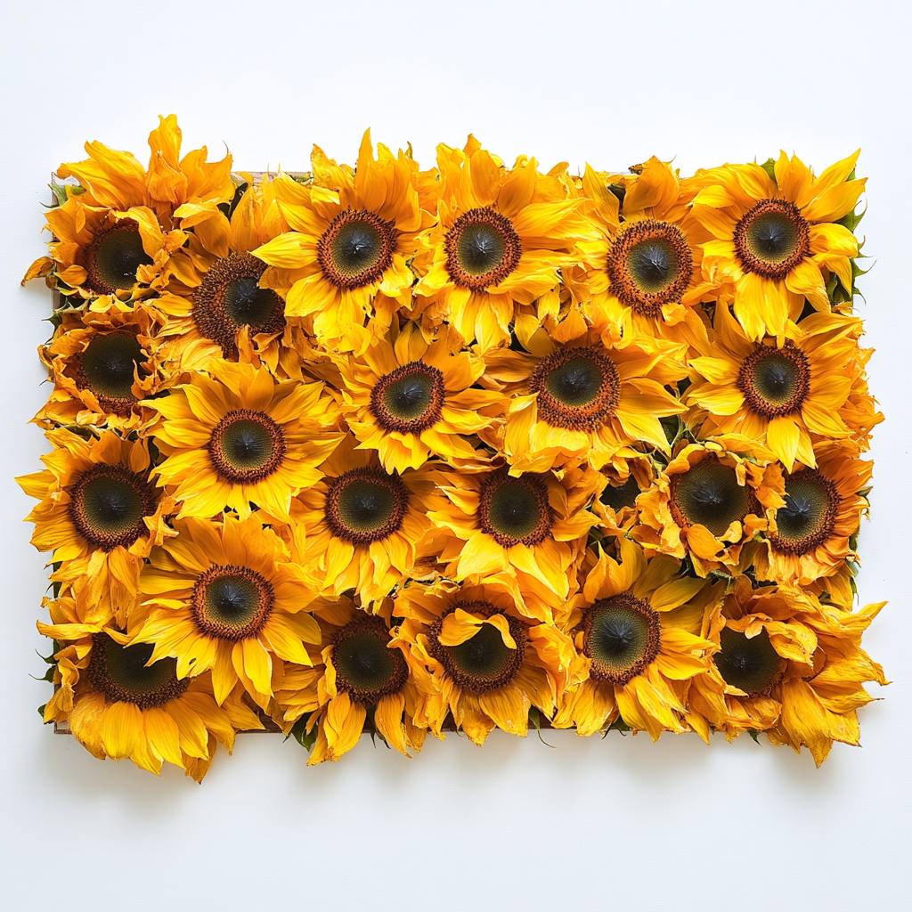 Sunflowers in a Rectangle with Petals Extending Beyond