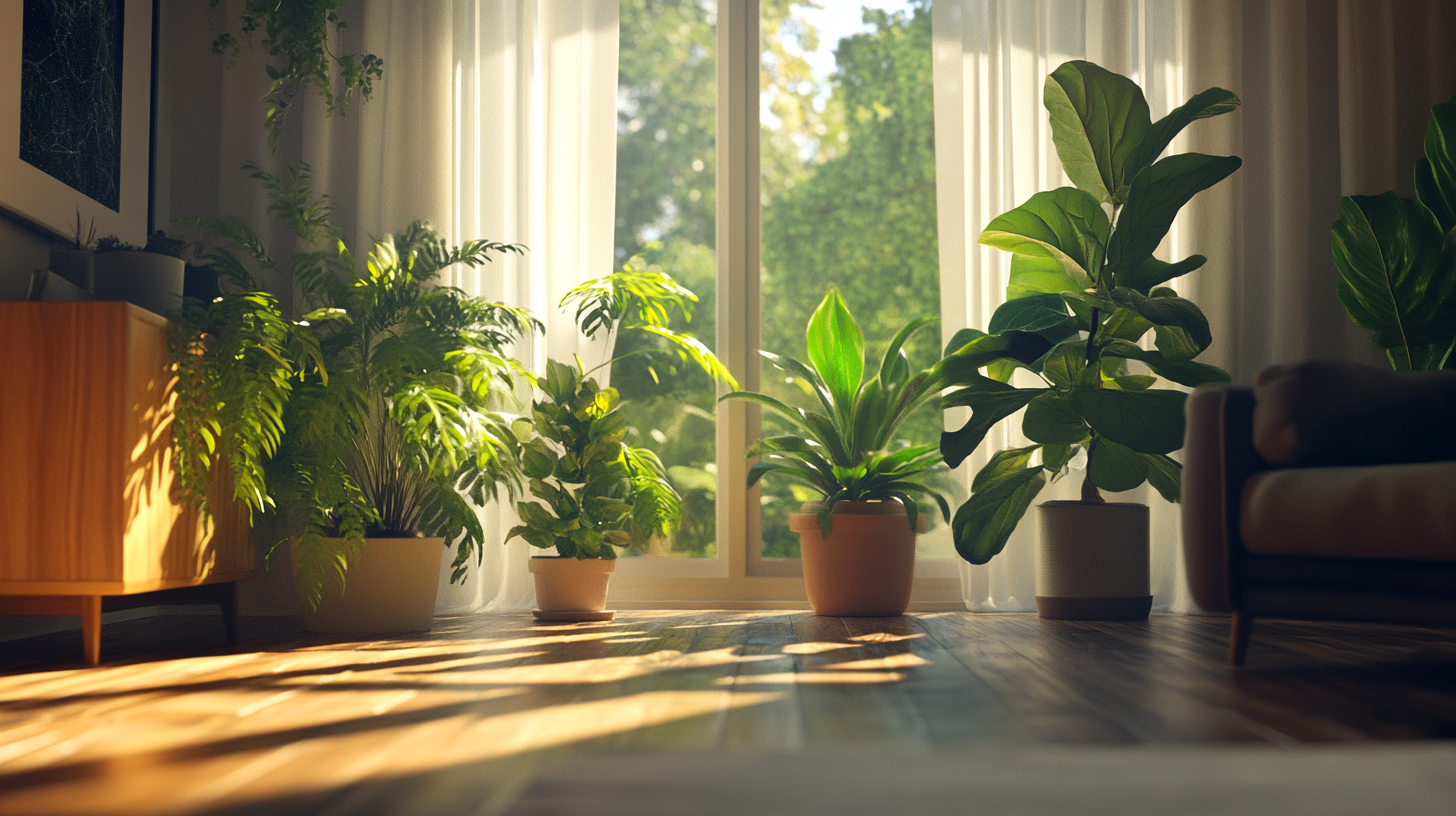 Sunny, Plant-filled Room in Modern Apartment - 5th Grade