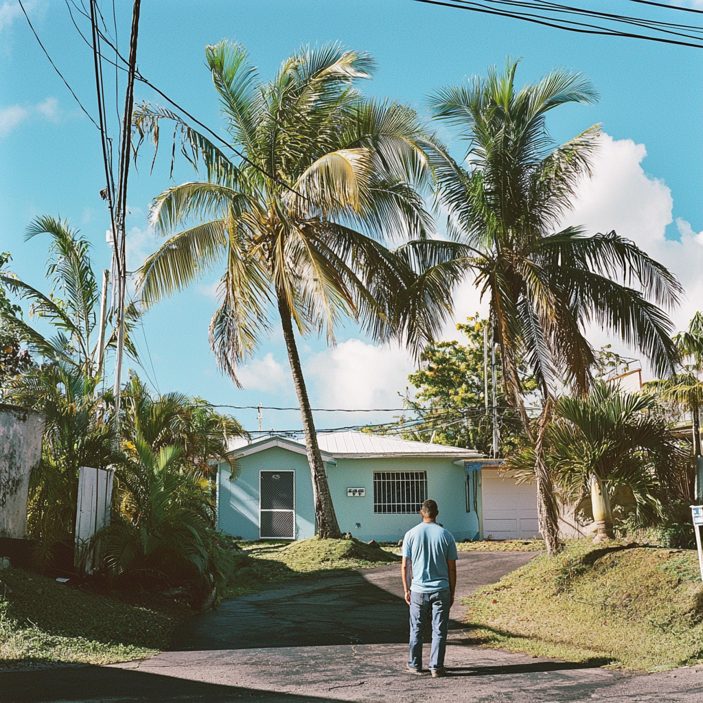 Sunny day in Puerto Rico with solar employee.