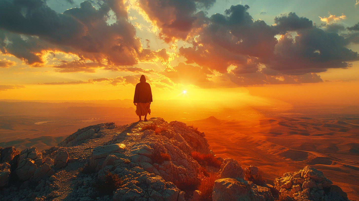 Sunset pilgrimage view path Jerusalem mountain 8k photography