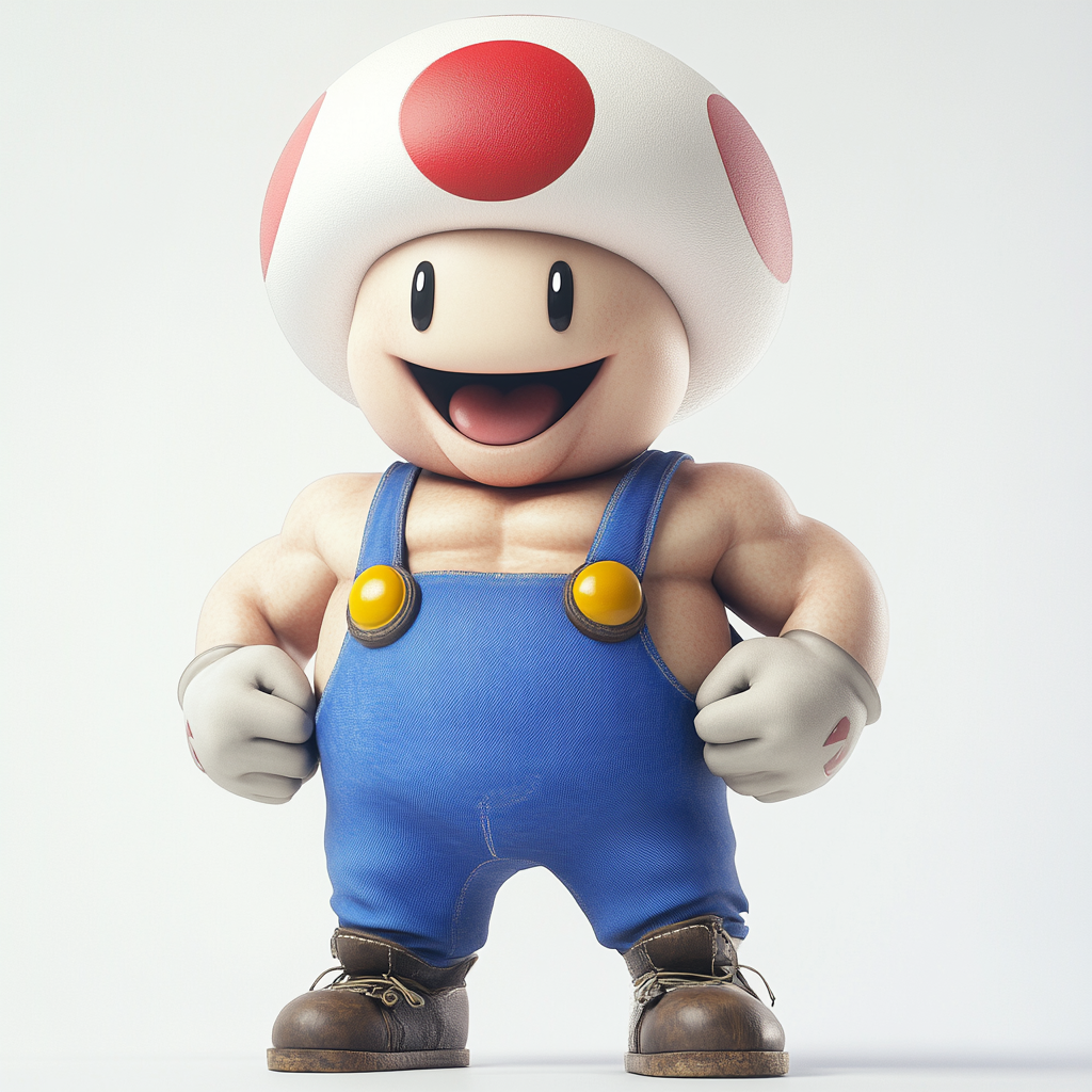 Super Mario Toad smiling in front of white background