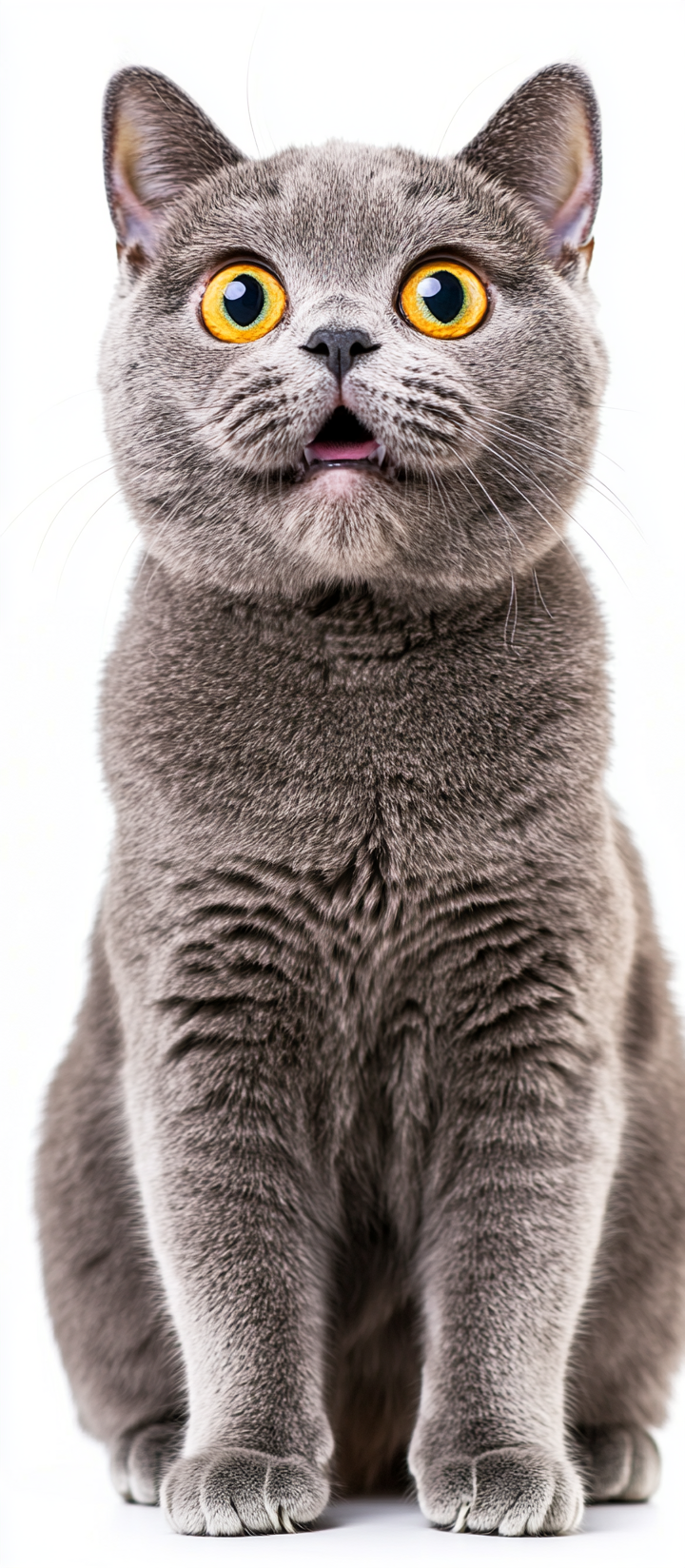 Surprised British Shorthair Cat Portrait