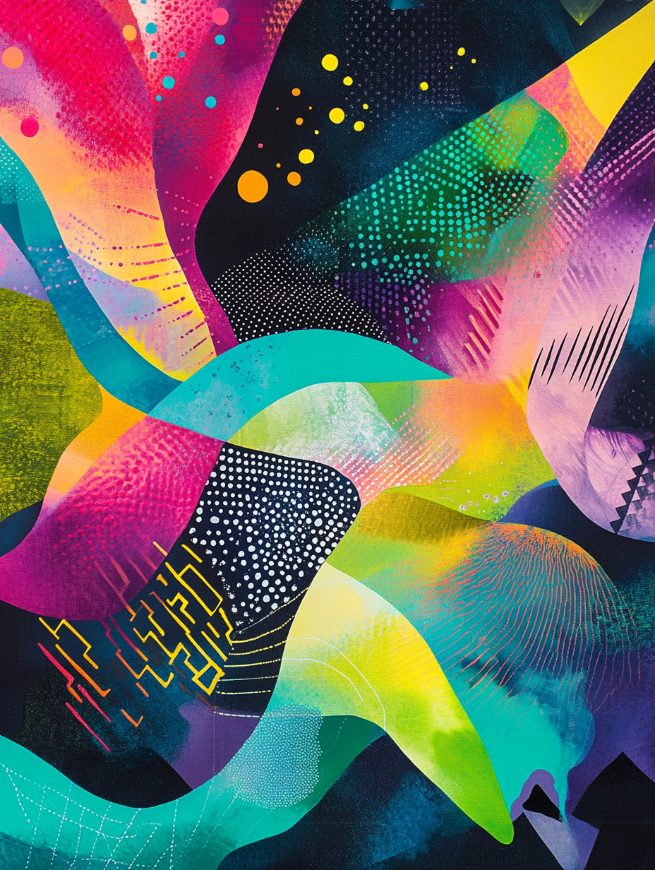 Surreal Cosmic Abstract Art in Neon Colors