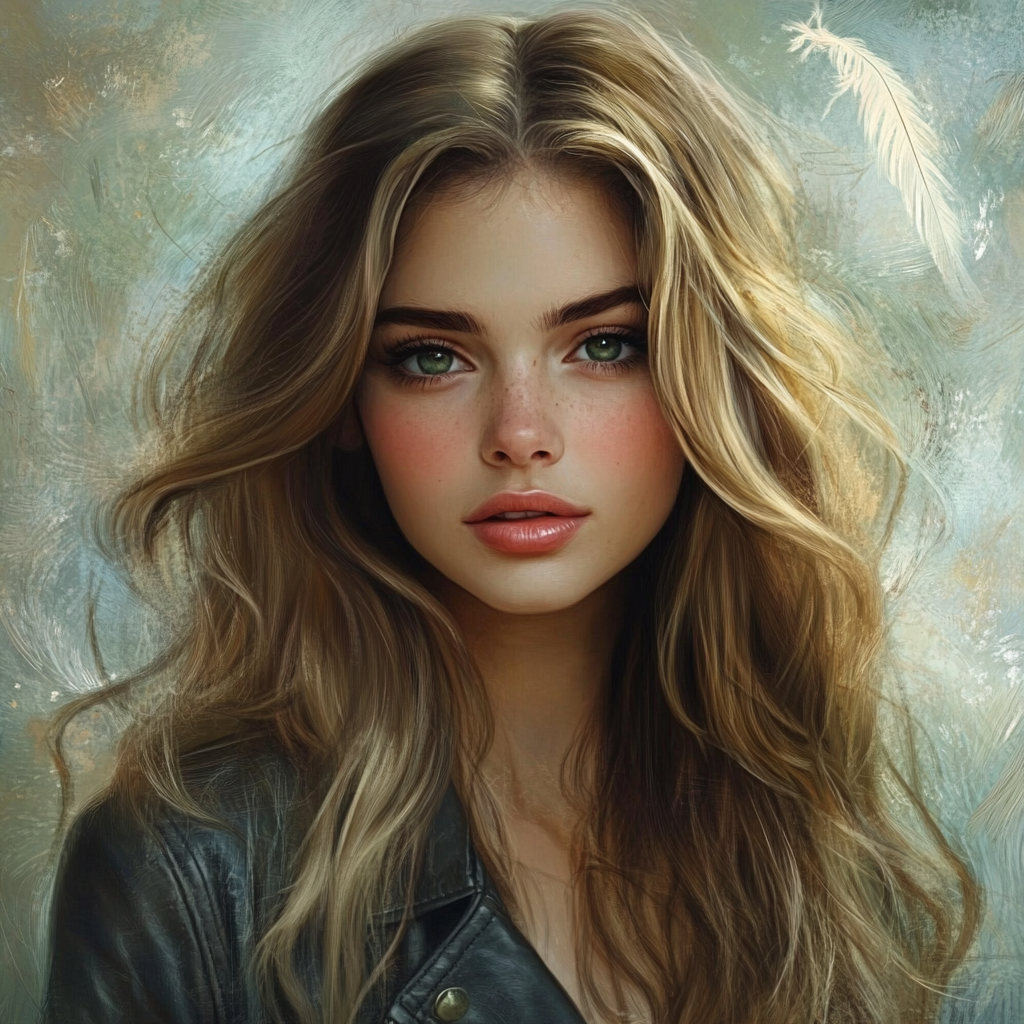 Surreal Portrait: Young Woman with Light Brown Hair 