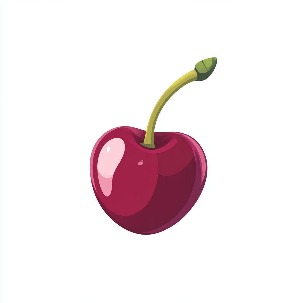 Sweet Cherry Cartoon Style Flat View White Background