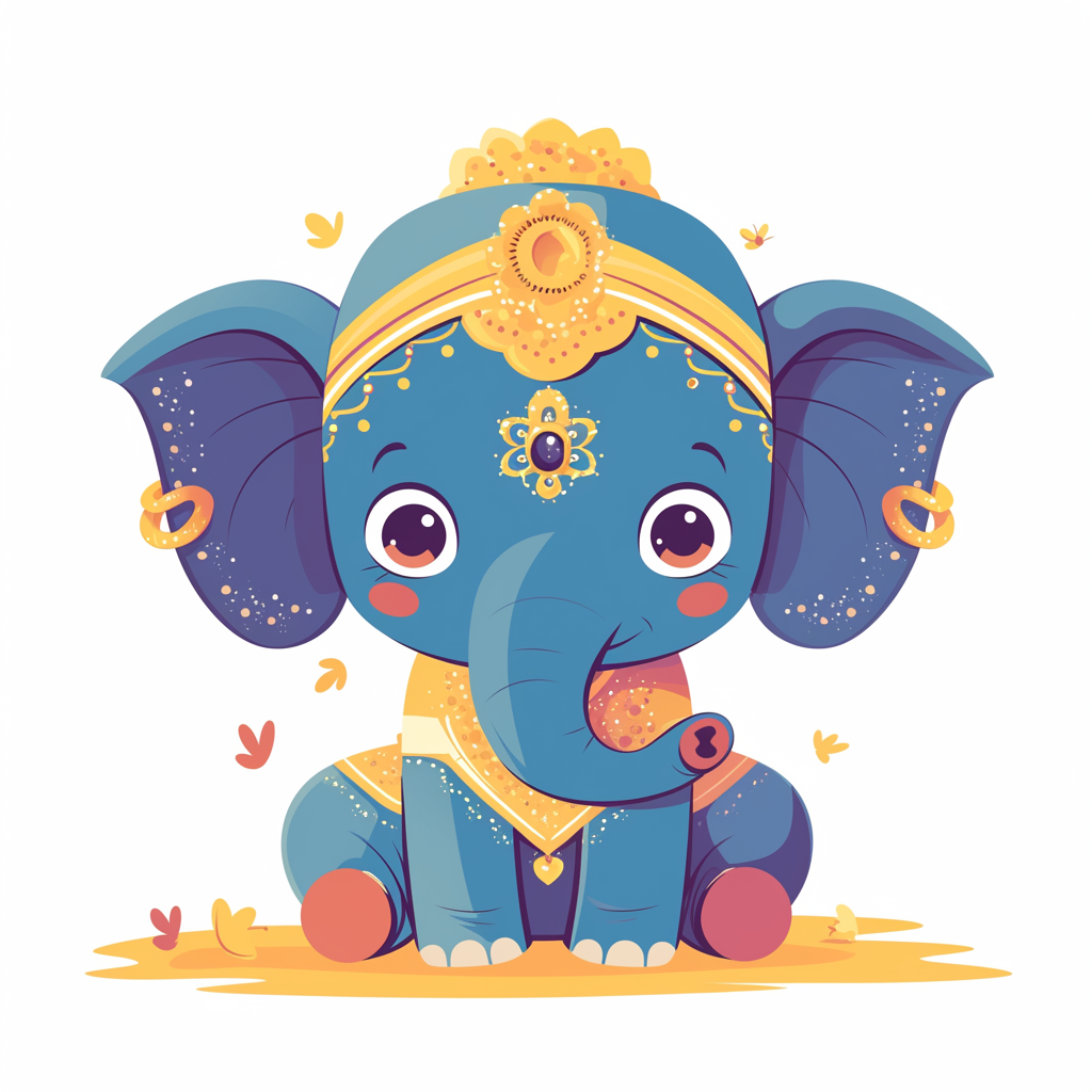 Sweet Elephant with Indian Accesories Vector Illustration