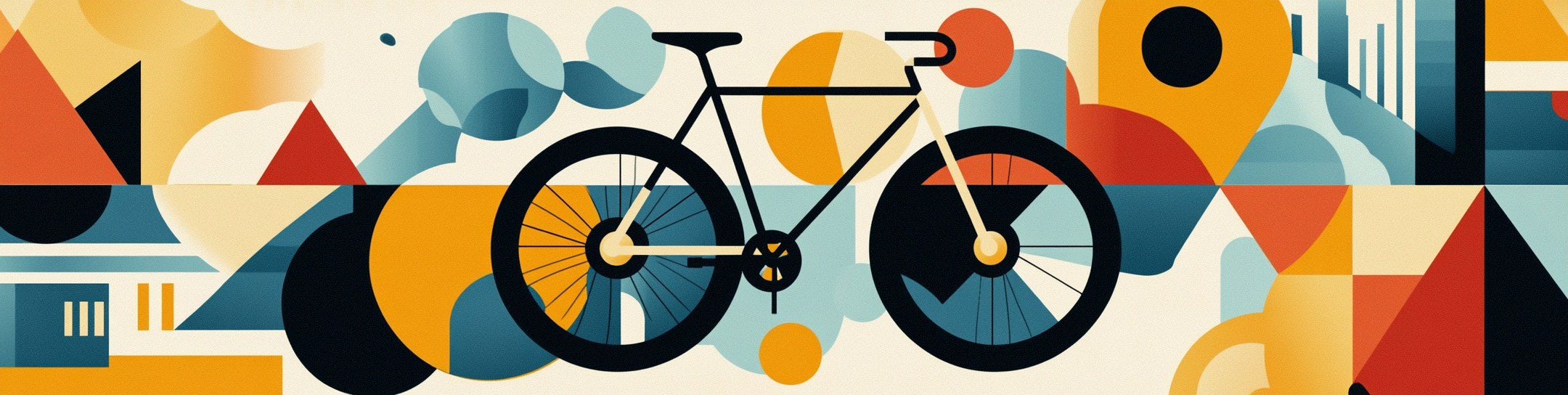 Swim, bike, run symbols in geometric illustrations. Tangerine Dream.