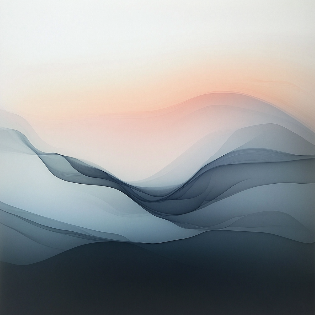 Swirling smoke with pastel edges in foggy landscape.