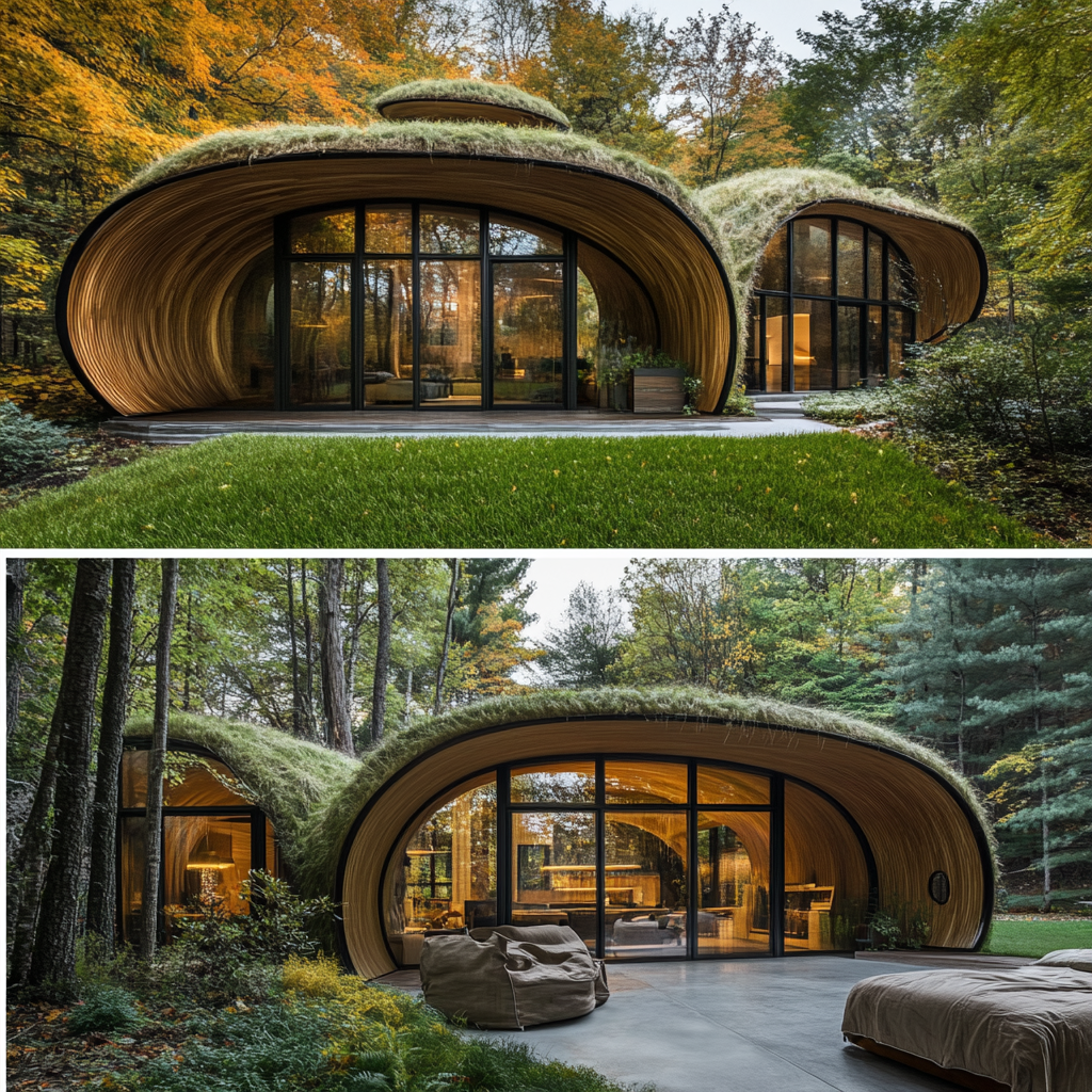 Symmetrical Mushroom-inspired House Blending Earthy Influences