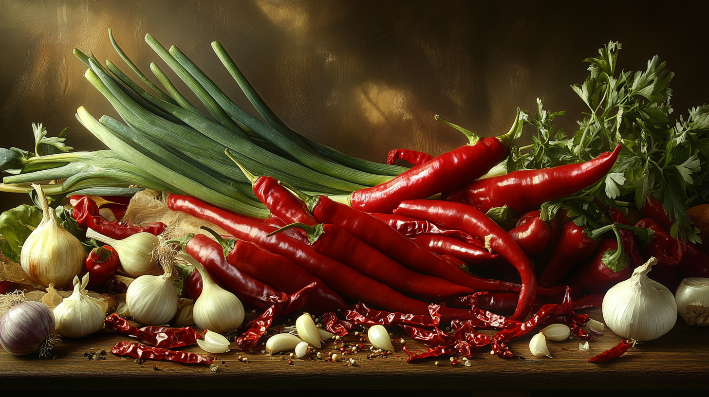 Table filled with colorful vegetables under bright light