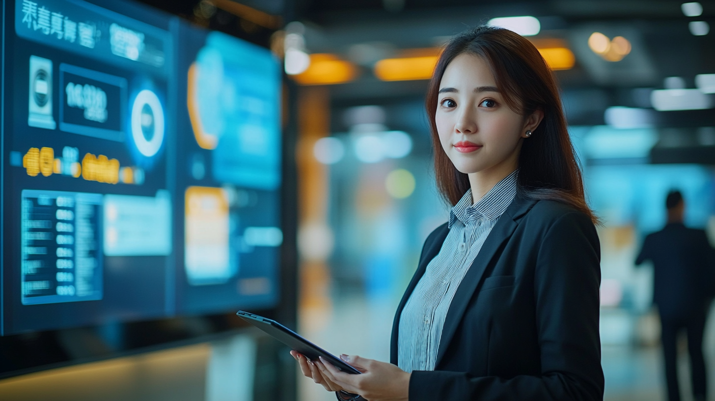 Taiwanese Female Bank Clerk Introducing Online Banking Loan