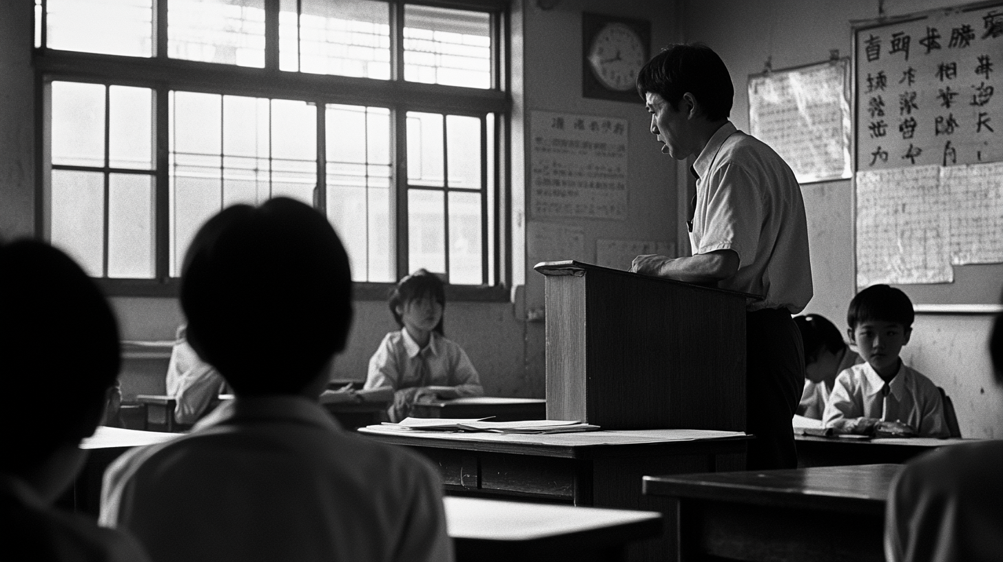 Taiwanese Teacher Reprimanding Student in Classroom, Tense Atmosphere