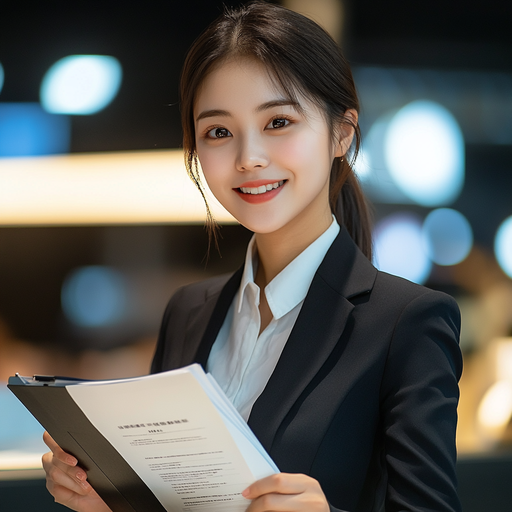 Taiwanese female banking employees at counter offering low-interest loans 