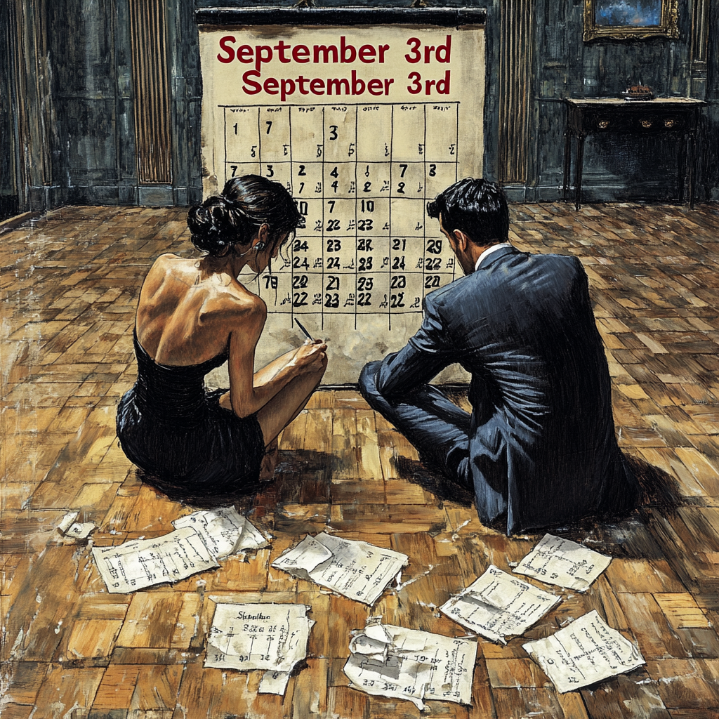 Tango Dancers Look at Calendar Showing September 3rd