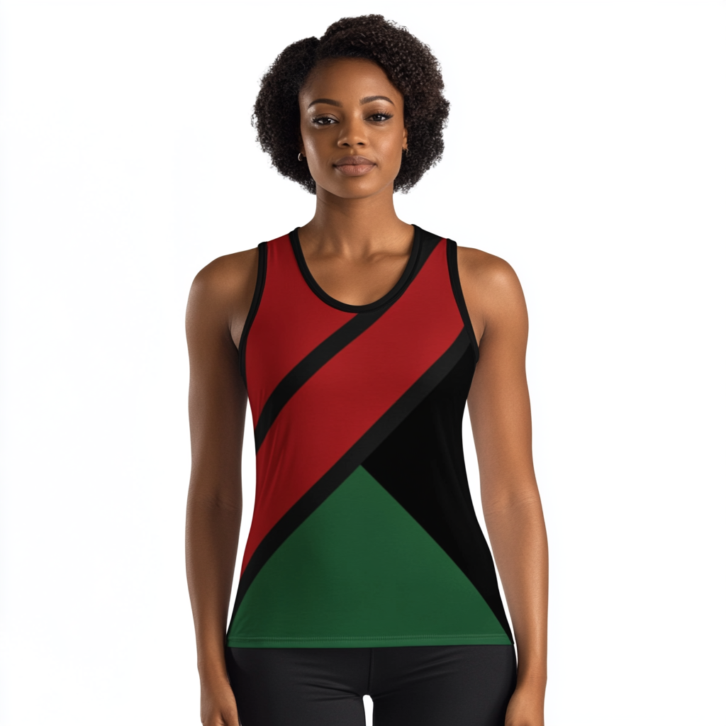 Tank top with red, green, and black flag design.