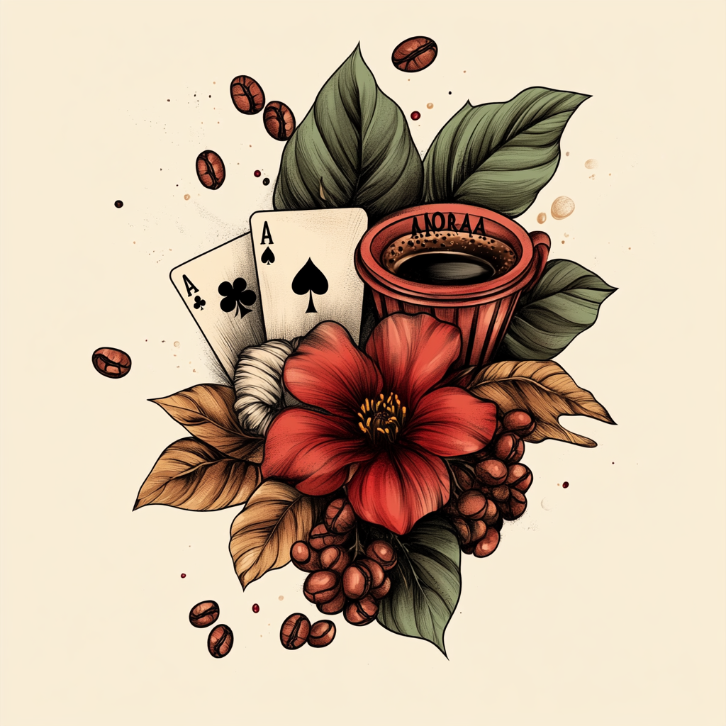 Tattoo Design: Coffee Beans, Flower, Playing Card, Norma 