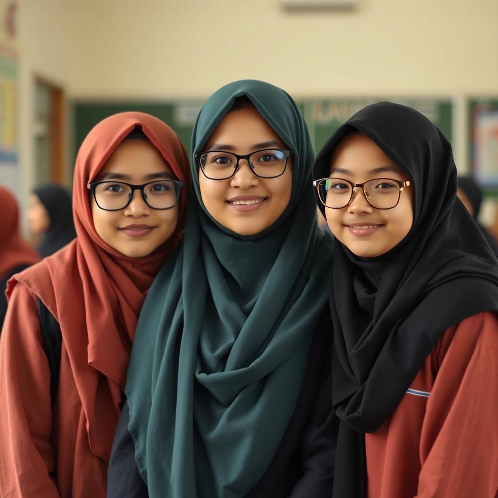 Teacher and 27 girls with hijab in school