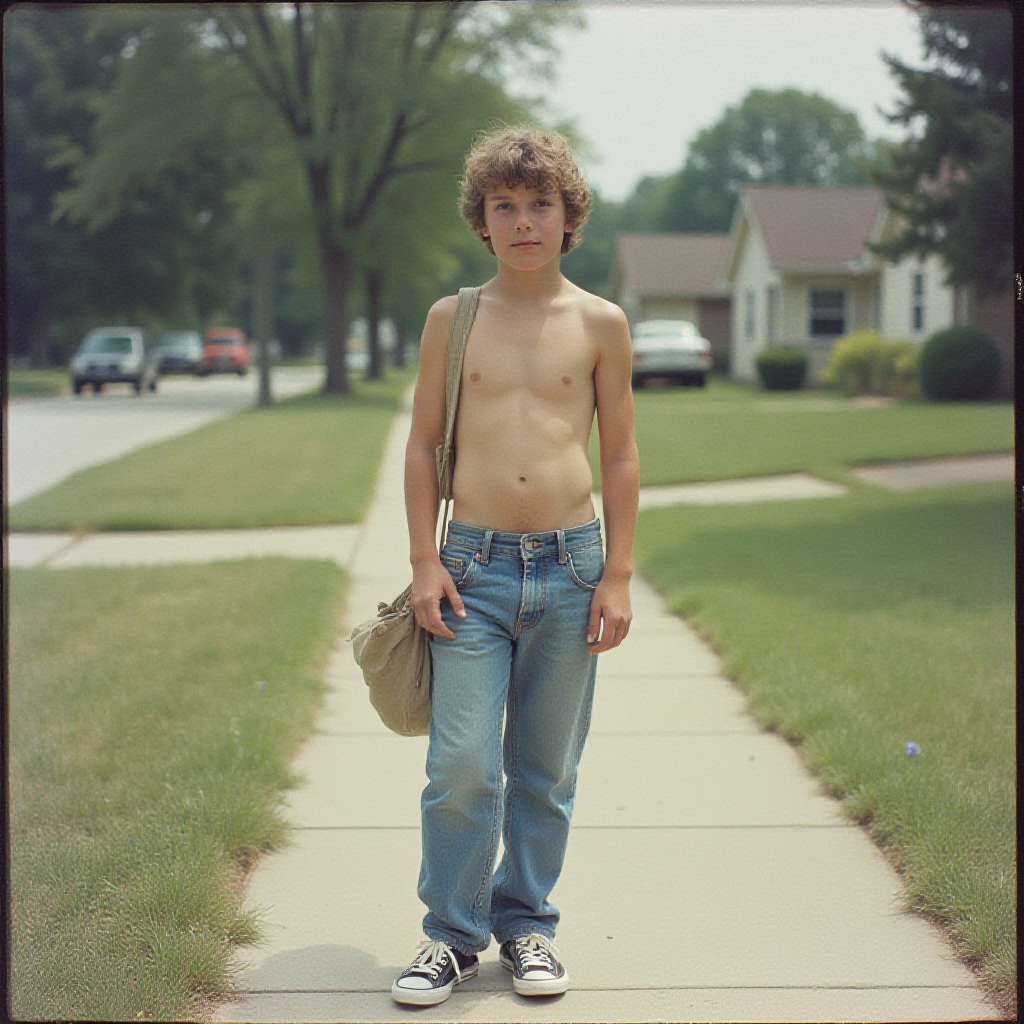 Teen Newspaper Carrier in 1980s Suburb Summer