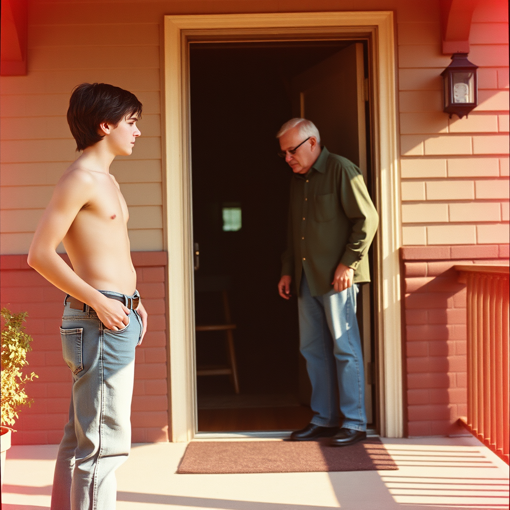 Teenage Boy Chatting with Elderly Man in 1977