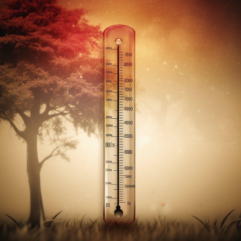 Temperature on Thermometer with Tree Background