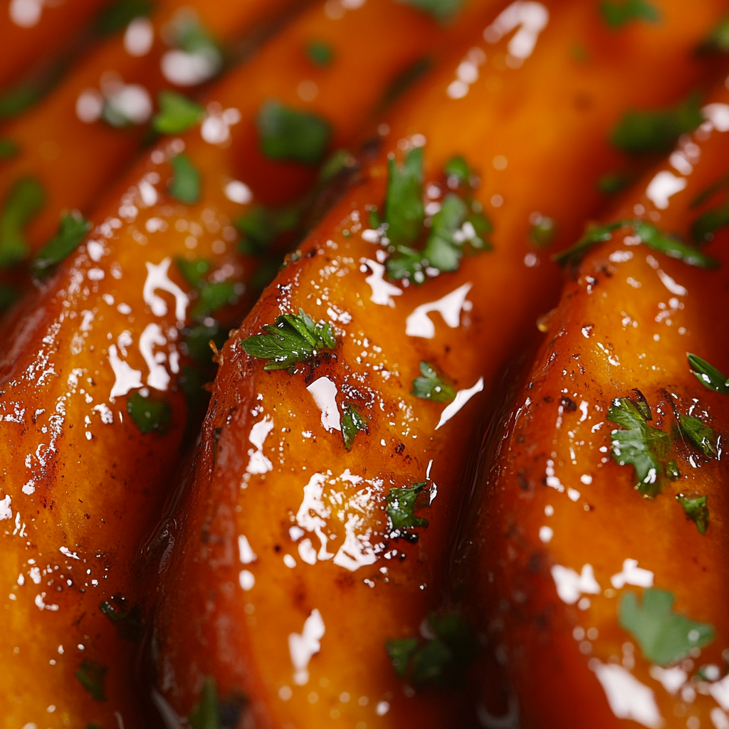 Tender Roasted Carrots with Sweet Glaze and Herbs.