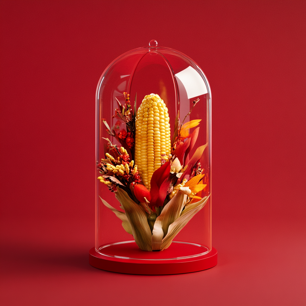 Thanksgiving Corn on the Cob in Glass Dome