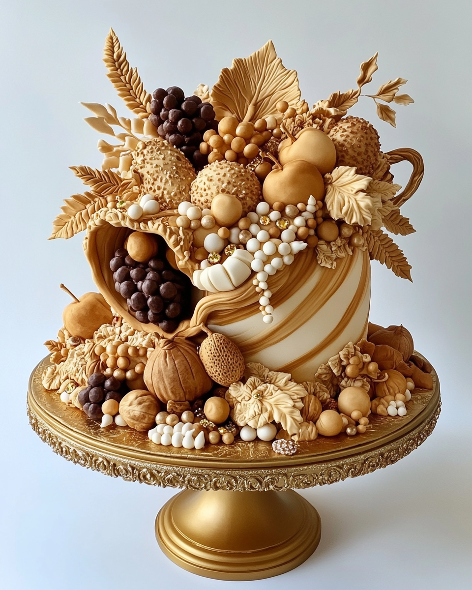 Thanksgiving Cornucopia Cake with Geode Design