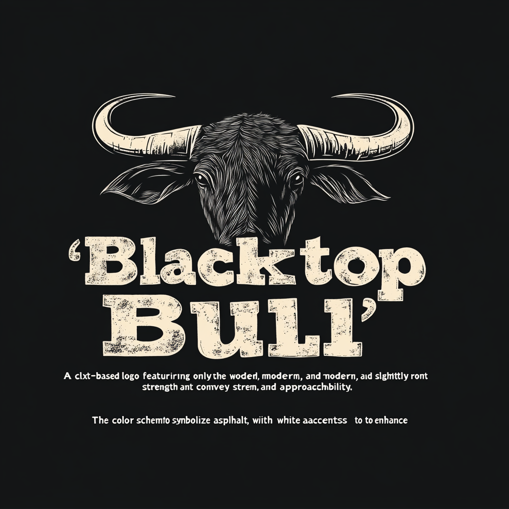 The 'Blacktop Bull' Text-Based Dark Logo