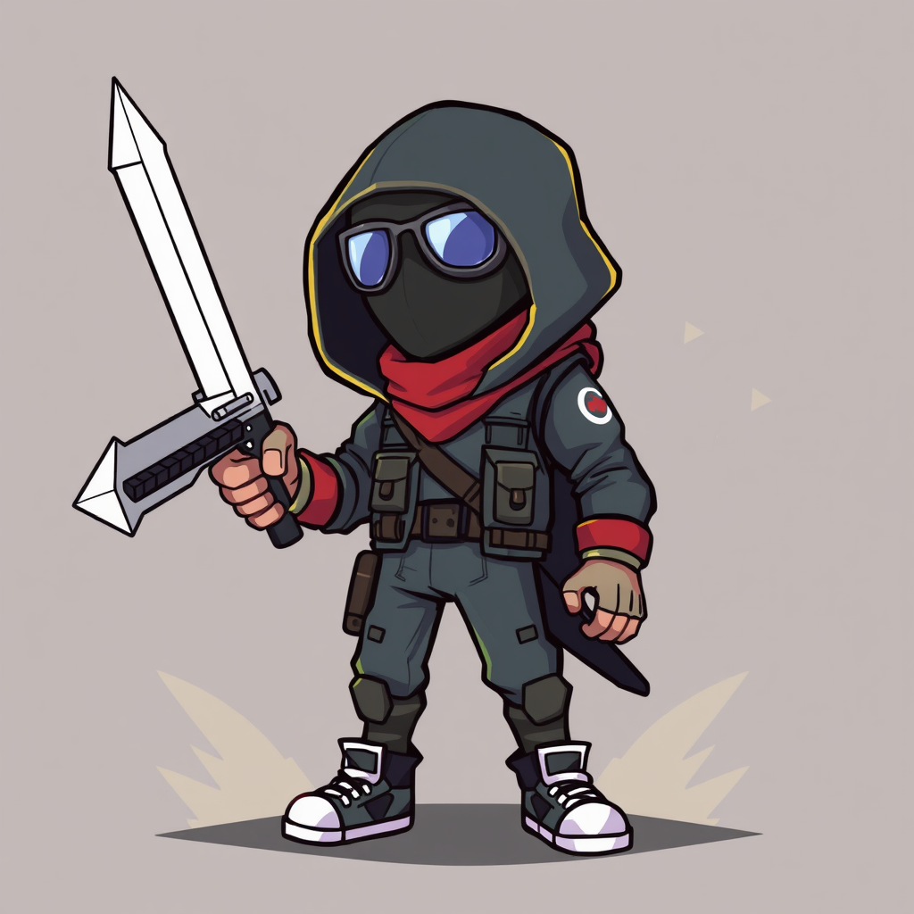 The 2D Game Sprite of a Hacker Character