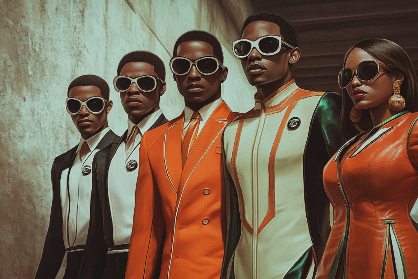 The 60s Superhero Squad in Mod Outfits