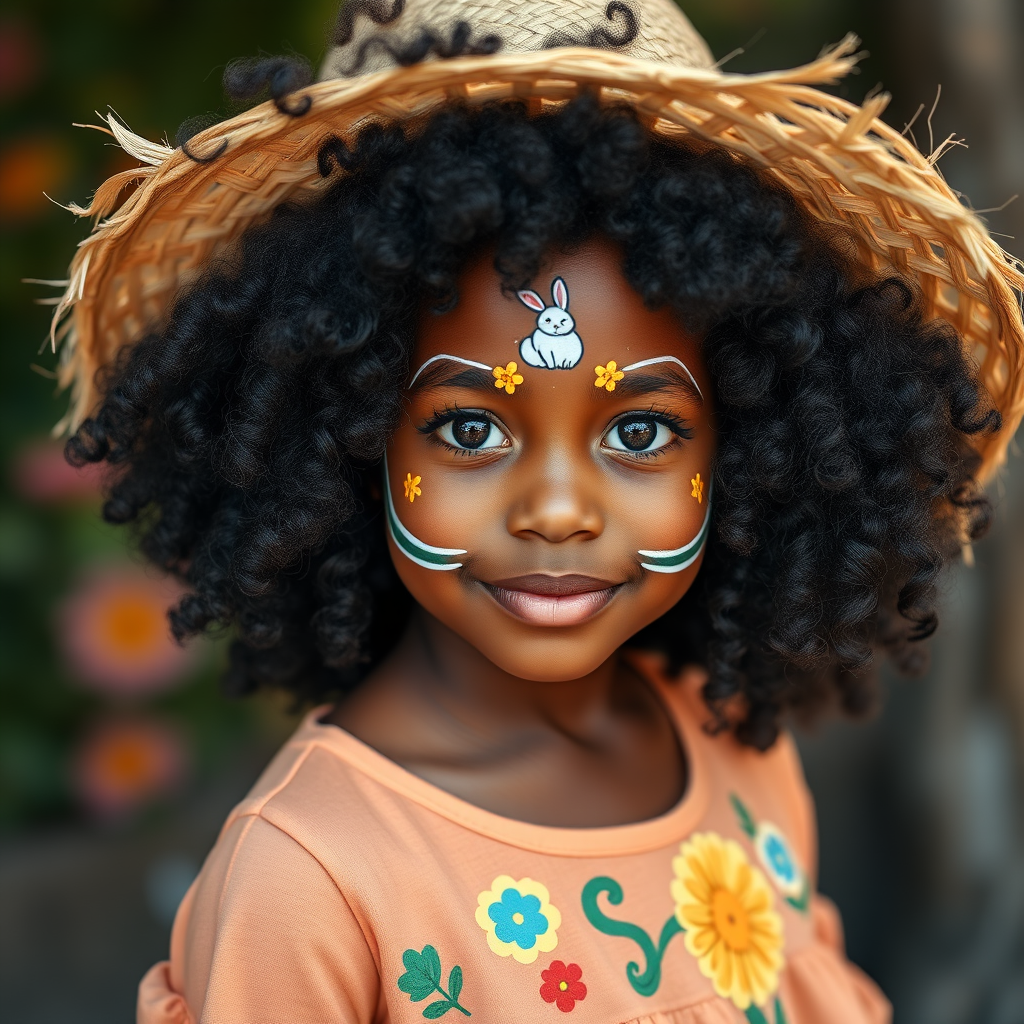 The African American Girl Celebrating Easter Joyfully
