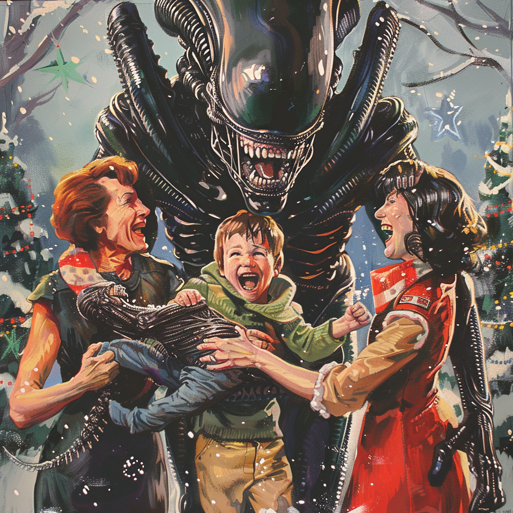 The Alien Family's Joyful Christmas Card