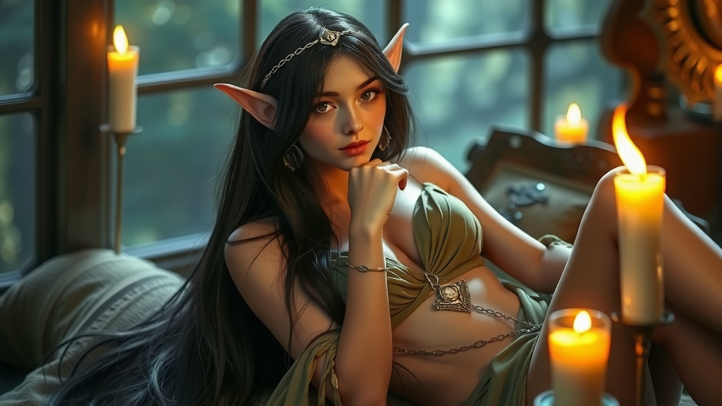 The Alluring Elf Princess in Candle Light