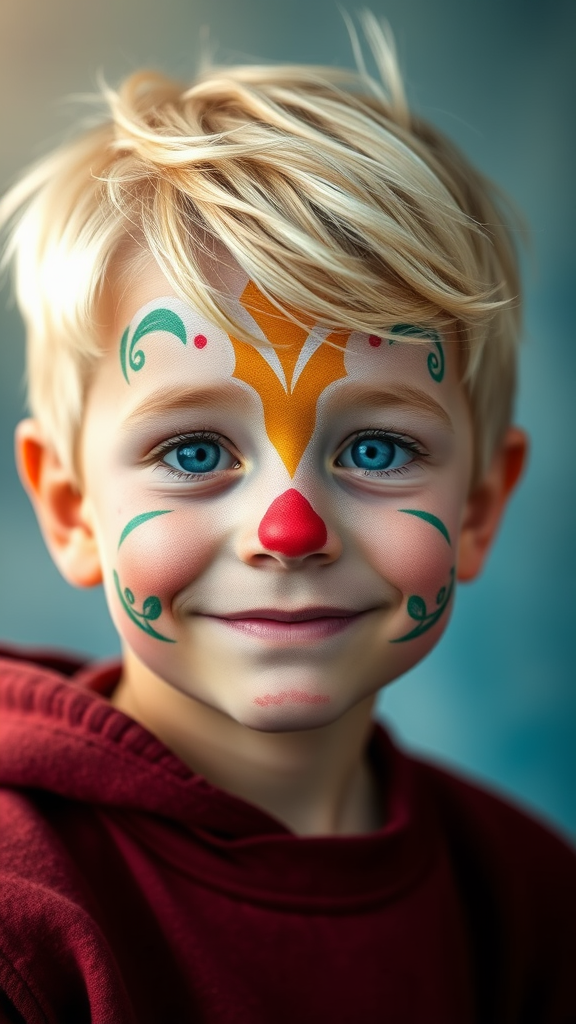 The American Boy with Bright Easter Egg Makeup