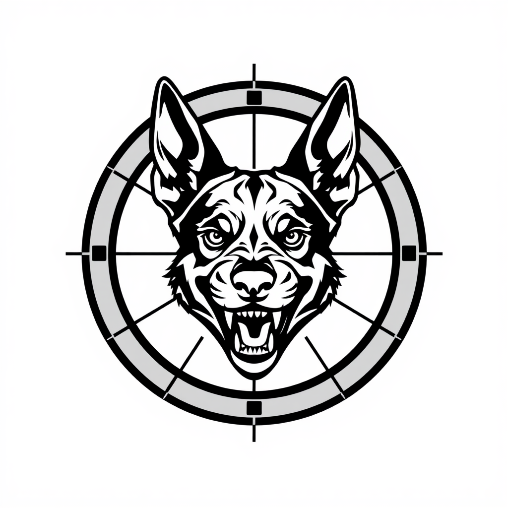 The Angry Belgian Malinois Logo in Crosshairs