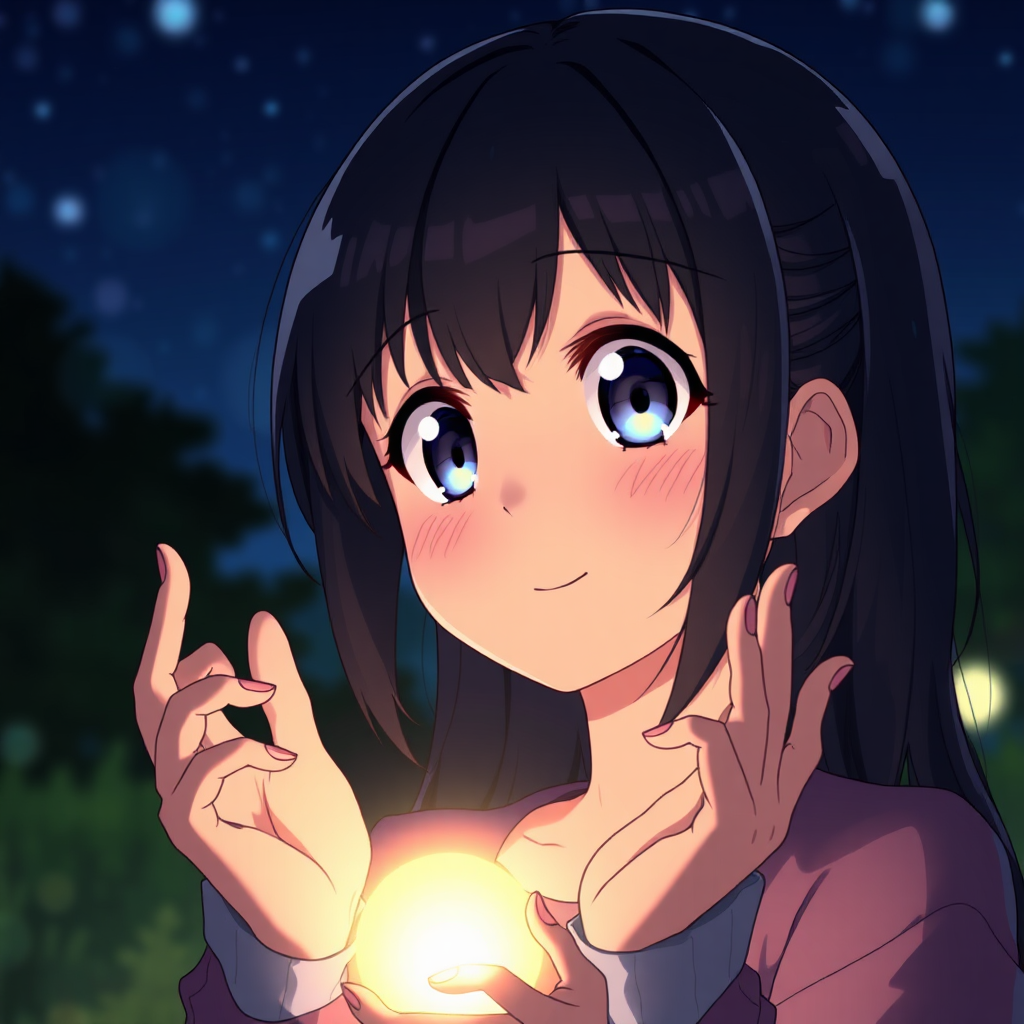 The Anime Girl Gazing at Enchanted Light