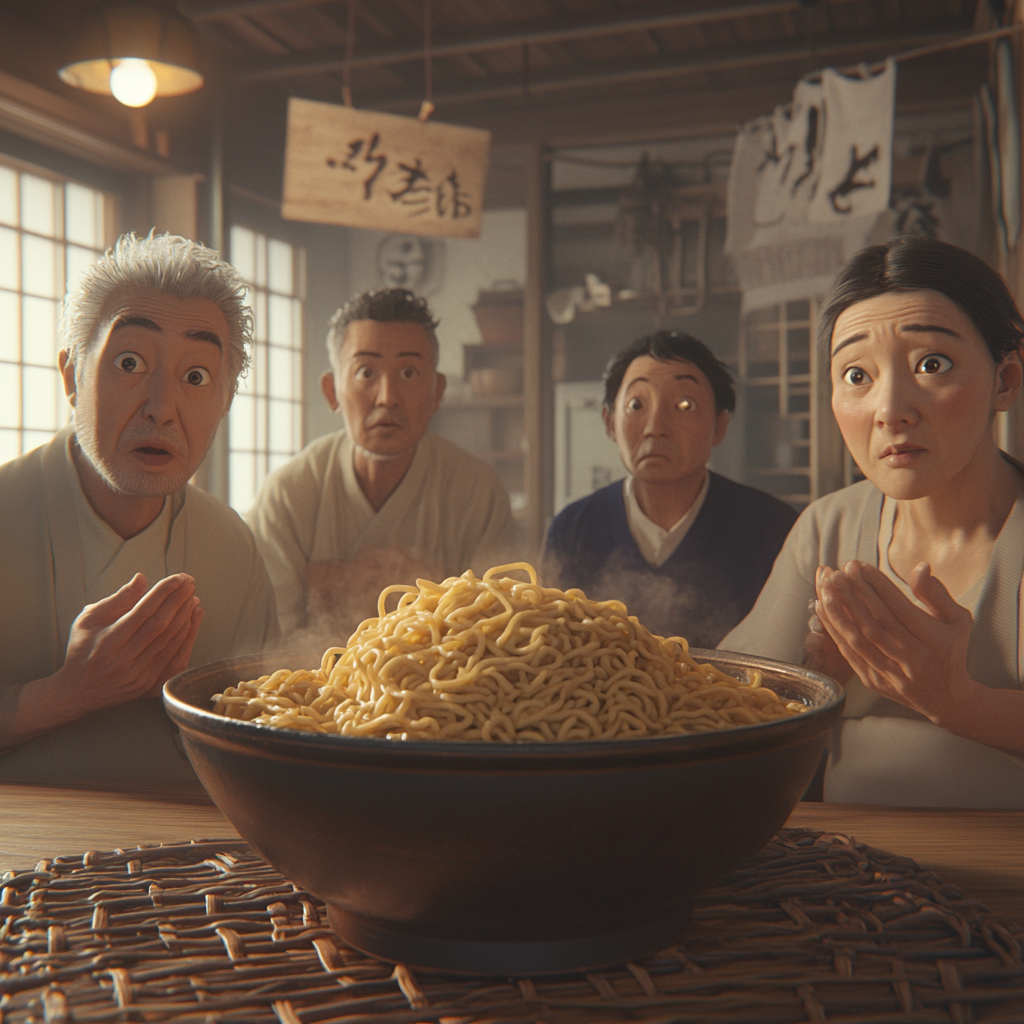 The Apologetic Gathering Around Vibrant Noodles in Japanese Kitchen