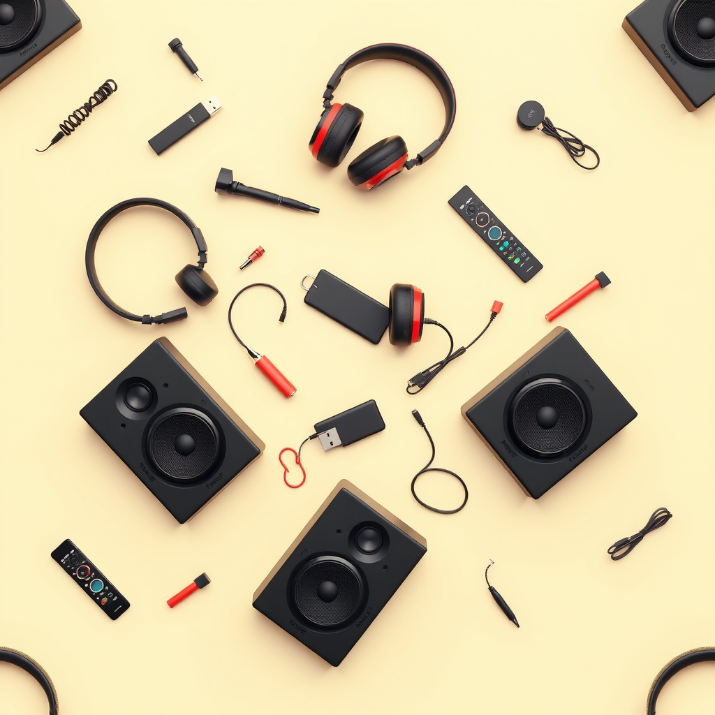 The Array of DJ Musical Equipment 3D Render